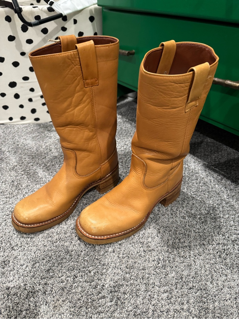 Women’s Saddle Tan Leather Mid-Calf Boots - Picture 5 of 5